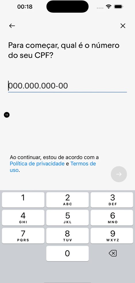 Banco Pan & BTG Pactual — BTG Pactual — CPF onboarding step