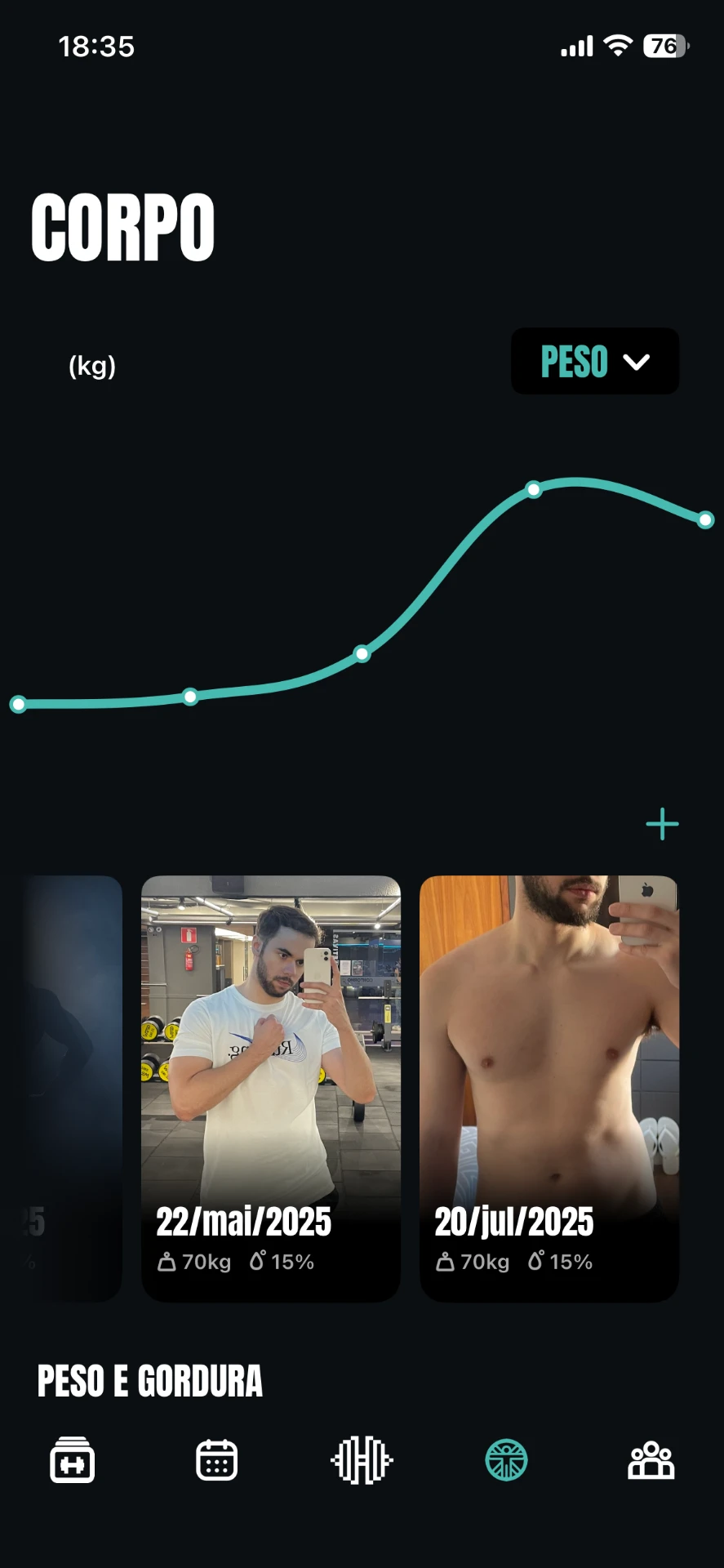 Gym Game — Evolução corporal