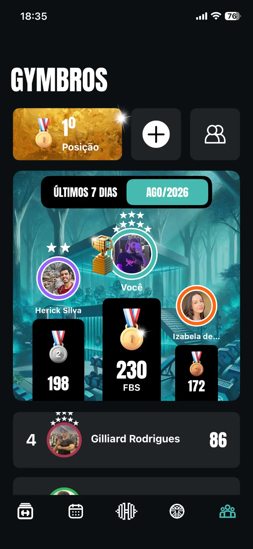 Gym Game — Ranking entre amigos (Gymbros)